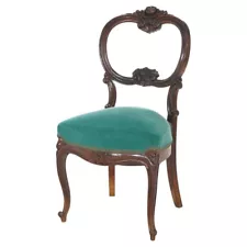 Antique Floral Carved Walnut Lady’s Balloon-Back Boudoir Chair 19thC