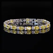 Hot Sale Charm Mix Color Yellow Citrine Topaz Gemstone Silver Bracelet For Women