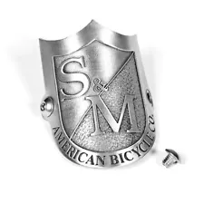 S&M Bikes Shield Logo Head Tube Badge - SILVER