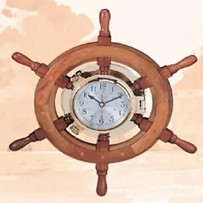 Ships Wheel Porthole Clock, 30"