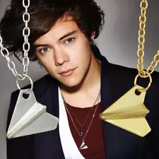 One Direction 1D Harry Styles GOLD Paper Airplane Pendant Necklace For Him Her