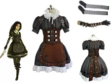 Alice Madness Returns Alice Stream Full Set Cosplay Costume Dress Halloween