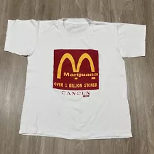 Marijuana Shirt L Vintage 90s 00s McDonald's Parody Weed Stoned Cancun Y2k Tee