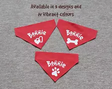 Handmade Personalised Dog Bandana Slide on Collar Neckerchief Scarf Gift Present