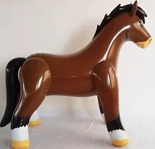 Life-size Inflatable Horse brown shiny 74” tall 6.8 foot long Ride On