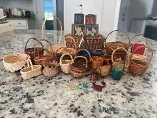 Vintage Lot 25 Mini Wicker Rattan Woven Baskets Various Styles & Sizes Crafts