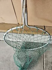 Vintage 32” FIXED 12"HANDLE FISHING LANDING NET. For The Big One's