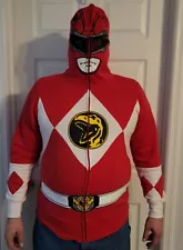 Mighty Morphin Power Rangers Zippered Hoodie Red Ranger Adult Size XL - GUC