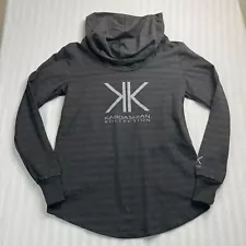 Kim Kardashian Shirt Women's Size XS Hooded Black Stripes Sears Collection