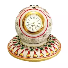 Small Desk Clocks Battery Operated Antique Marble Round Ball Analog Shelf Clock