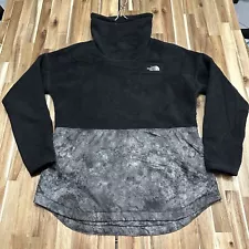 North Face Sweater Womens M Black Gray Turtleneck Drawstring Pullover Outdoor