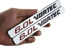 2PCS 6.0L Vortec Hood Emblem Engine 3D Badge For 1500 2500hd 3500hd Chrome