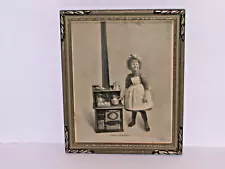 1902 Quick Meal Saleman Sample Cast Iron Cook Stove and Child - Wood Frame Print