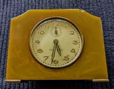 SETH THOMAS Alarm Clock Working Art Deco Catalin Green Swirl Scarce Color