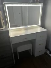 Vanity Set With Large LED Mirror