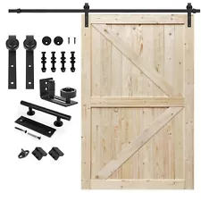 ® 60 in. x 84 in. Unfinished British Brace Knotty Barn Door with 10FT Sliding...