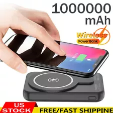 1000000mAh Wireless Power Bank Backup Portable Fast Charger External Battery