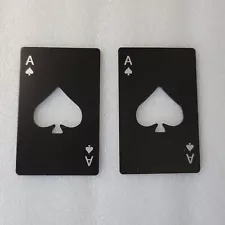 2 PACK Ace of Spades Metal Bottle Cap Opener Playing Card Design