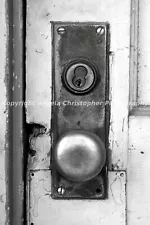 Original ACEO photo fine art print 2.5 x 3.5 inch BLACK AND WHITE DOOR KNOB old