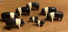 VINTAGE ERTL MINI FARM ANIMALS LOT OF 8 PIGS PIGLETS BLACK AND WHITE MINIATURE