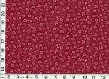 White Vining Flowers on Dark Red Quilting & Sewing Fabric Last Yard #670y