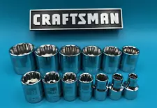 CRAFTSMAN Standard Length 13pc LOT 3/8" Dr 12 point SAE socket set