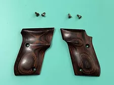 USED TAURUS PT22 BROWN WOOD GRIPS FOR STEEL FRAME WITH STAINLESS SCREWS PT 22