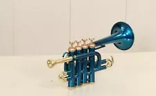 NEW MODEL Bb/A PICCOLO TRUMPET Blue Brass Finish Brand New WITH FREE CASE