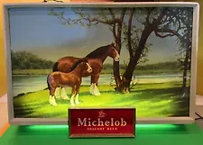 Vintage Michelob Draught Beer Lighted Horse Sign- Hard To Find