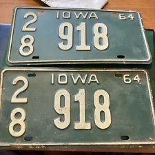 2- 1964 Iowa license plates- Delaware County - 28- 918