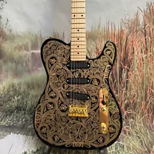 1994 James Burton Telecaster Black Gold Paisley electric guitar Hot sales