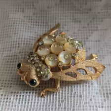 Vintage Corocraft Bee Bug Beetle Brooch Rhinestone