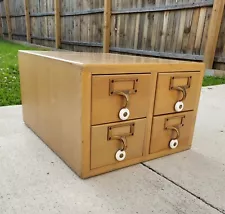 Vintage Four Drawer Library Card Catalog Index File Cabinet