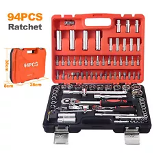 94 PCS Hand Tool Sets Car Repair Tool Kit Set Box for Home Socket Wrench Set 1/4