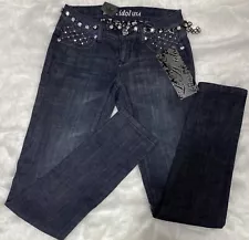 LA IDOL USA Rhinestone With Belt Jeans Womens SIZE 3 (28x31 1/2)