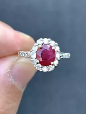 14ct Gold Ruby & Diamond Exceptional Cluster Ring, 14k 585