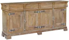 Sideboard Philippe French Solid Wood Antiqued Cremone 4-Door 4-Drawer