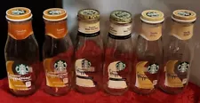 6 STARBUCKS Empty Clean Frappuccino 13.7oz Glass Bottles Lids Label Craft Storag