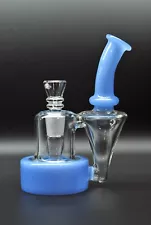 6 Inch Milky Blue RBR Recycler Premium Tobacco Smoking Water Pipe Bubbler Bong