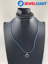 STERLING SILVER BLUE & WHITE STONE 18 INCH PARACORD NECKLACE 4.2G #FF885