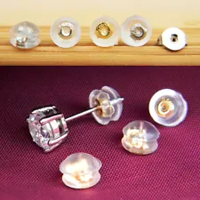 10X Soft Clear Earnuts Earrings Backs Plugs Stoppers Findings Useful Jewelry WR