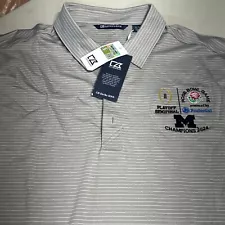 Cutter & Buck Pinstripe Stretch Polo 2024 Rose Bowl Michigan Wolverines Men’s XL