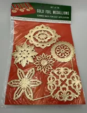 Vintage 1973 Gold Foil Holiday Medallions Gummed Back For Easy Application