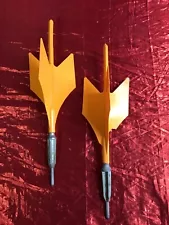 Set of 2 Original Vintage Missile Lawn Darts Jarts Fins Orange