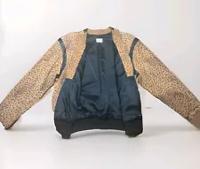 Sally B. For Georgee Vintage Leather Jacket Size Large Cheetah Print