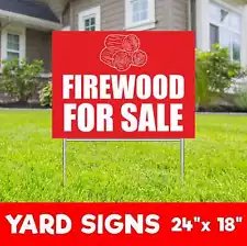 FIREWOOD FOR SALE Yard Sign Corrugate Plastic with H-Stakes campfire wood Lawn