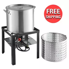 Propane Outdoor Seafood Boiler Steamer Kit w/ Burner Crawfish Shrimp Crab Clams