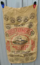 Ohio Farmers Grain & Supply Assn. burlap feed sack Fostoria OH 40% Beef Builder