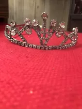 Vintage 70+ Year Old Small Baby Tiara Crown With 111 Diamond Simulants