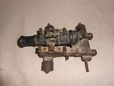 Antique Toy model wrought bronze cannon with wooden base XIX th